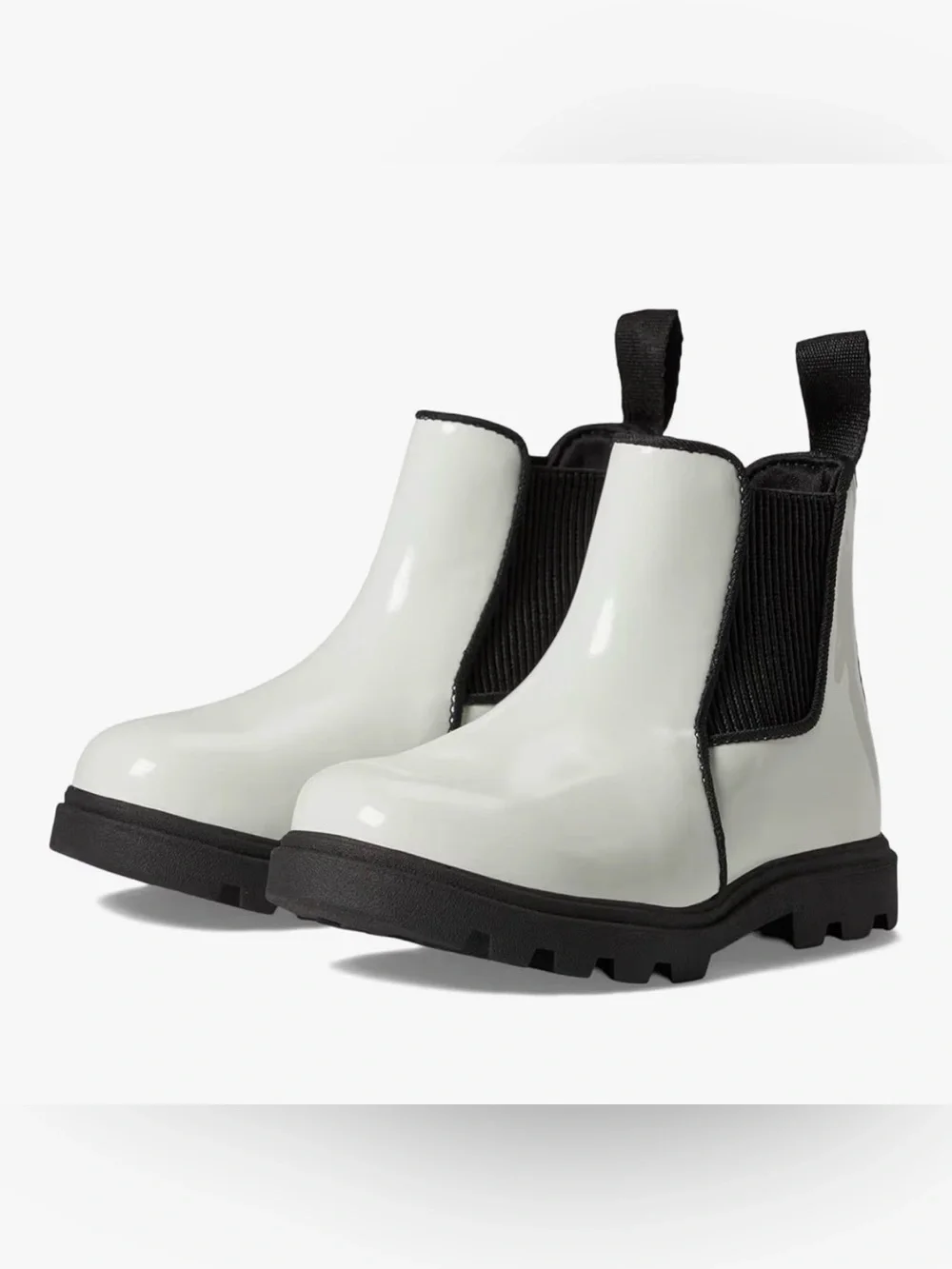 Native Shoes Kids Kensington Treklite Gloss‎ Chelsea Boots White Black Size 4